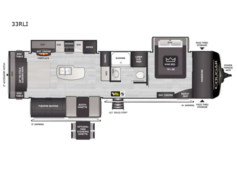 2022 Keystone RV Cougar Half-Ton 33RLI - Floor plan