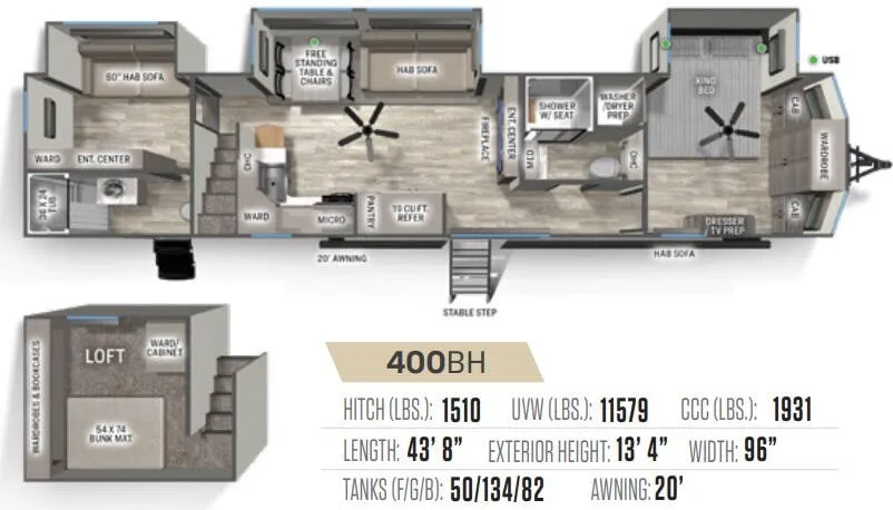 2023 Forest River Sierra Destination 400BH - Floor plan