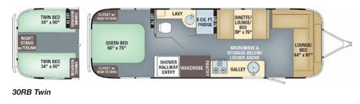 Airstream International Serenity 30RB TWIN floor plan