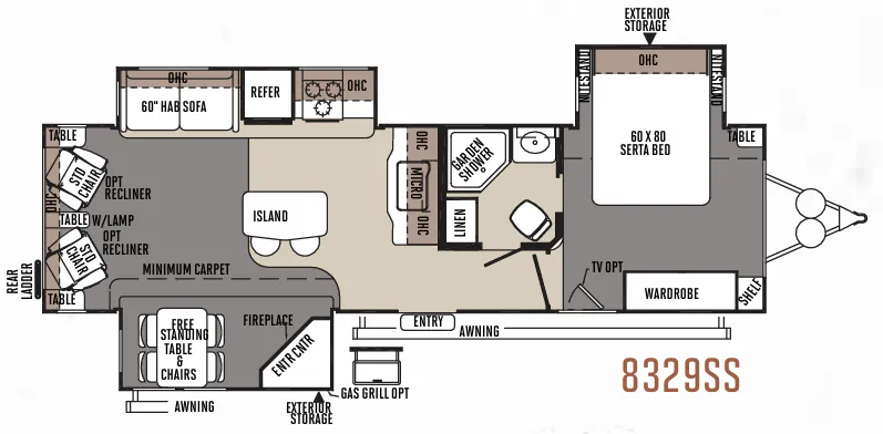 Forest River Rockwood Signature Ultra Lite 8329SS floor plan