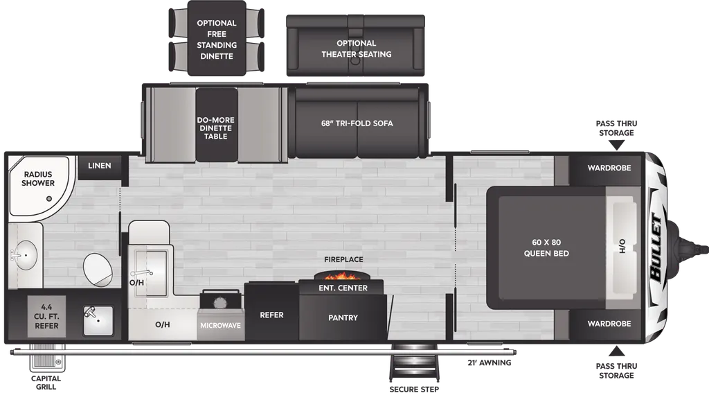 2023 Keystone Bullet 260RBS floor plan