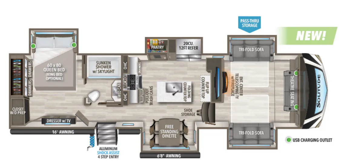 Grand Design Solitude S-Class 3460FL floor plan