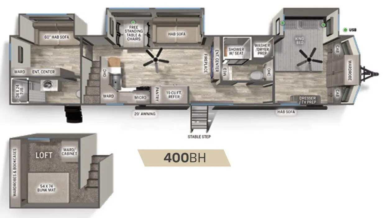 Forest River Sandpiper Destination 400BH floor plan
