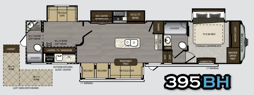 Keystone Avalanche 395BH floor plan