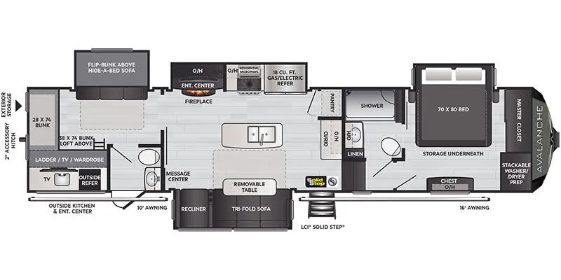 2022 Keystone Avalanche 378BH floor plan