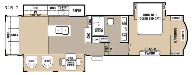 2018 Forest River Cedar Creek Hathaway Edition 34RL2 floor plan