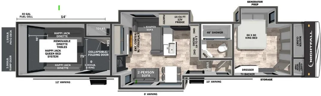Forest River Nightfall 404NHD floor plan