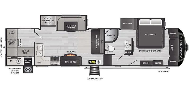 2022 Keystone Avalanche 352BH - Floor plan