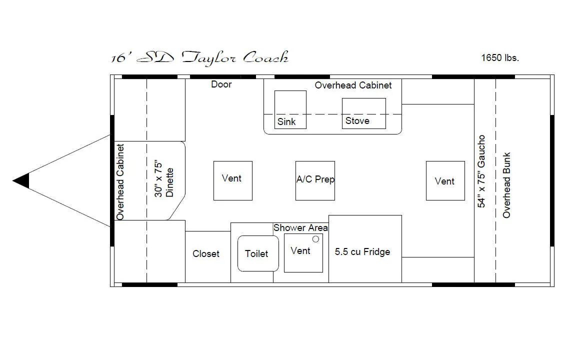 Taylor Coach Codester SIDE DOOR floor plan