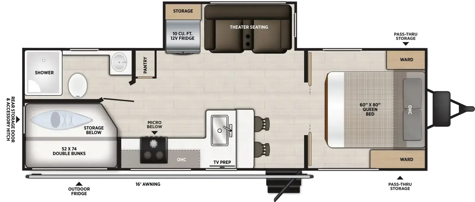 Forest River Salem Hemisphere Hyper-Lyte 245BHHL floor plan