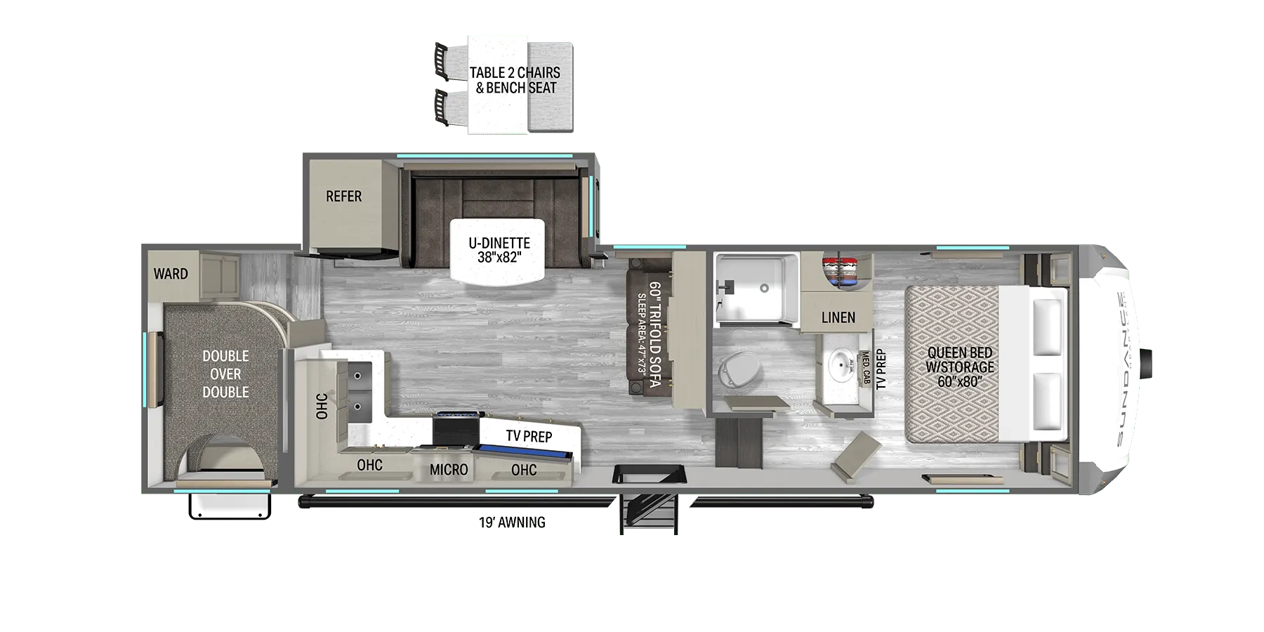 Heartland Sundance XLT 28BD floor plan