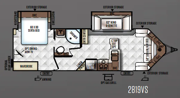Forest River Rockwood Ultra V 2819VS floor plan