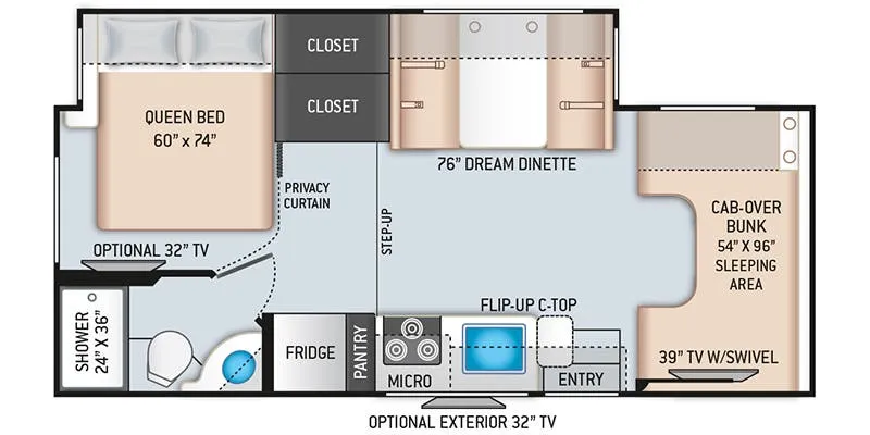 2022 Thor Motor Coach Chateau 24F floor plan