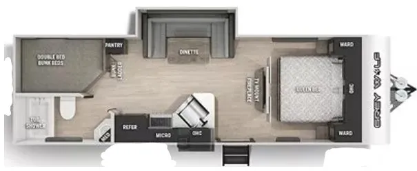 2022 Forest River Cherokee Grey Wolf 23DBH - Floor plan