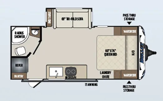 2020 Keystone Bullet Crossfire 1850RB floor plan