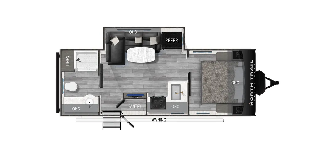 2019 Heartland North Trail Ultra-Lite Travel Trailer 22CRB floor plan