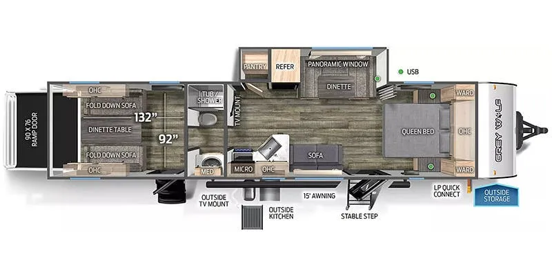 Forest River Cherokee Grey Wolf 29RRT floor plan