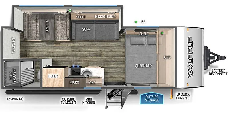 Forest River Cherokee Wolf Pup Black Label 18TOBL floor plan