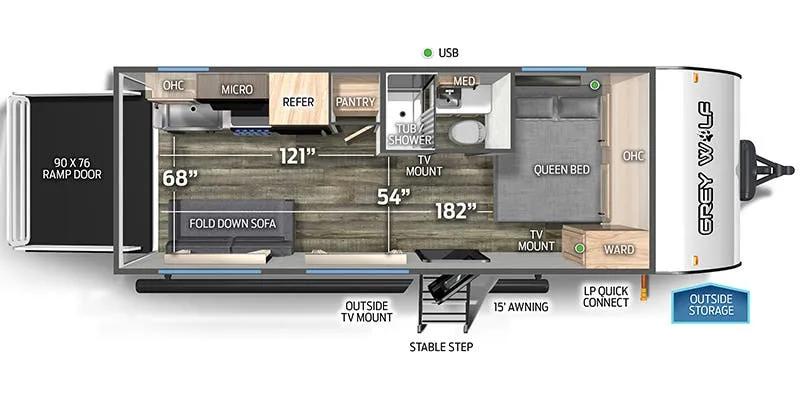 Forest River Cherokee Grey Wolf 18RR floor plan