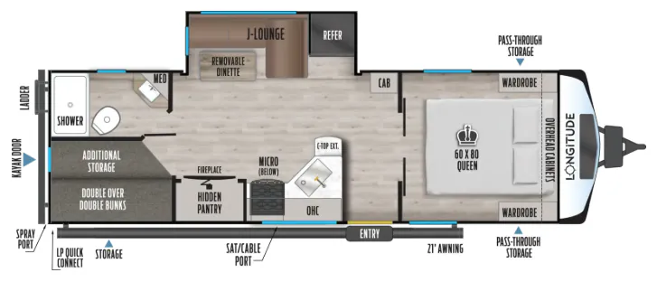 East to West Longitude 255BH floor plan