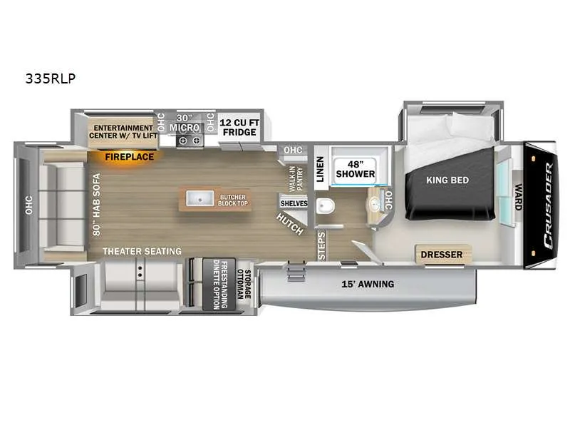 2021 Prime Time RV Crusader 335RLP - Floor plan