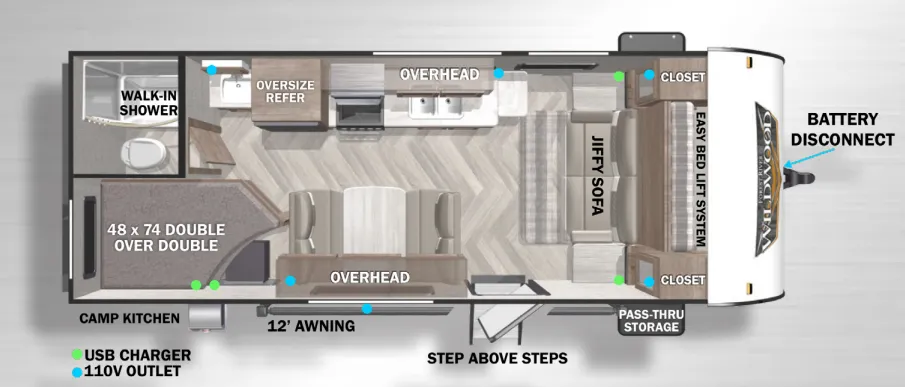 2022 Forest River Wildwood X-Lite 19DBXL - Floor plan