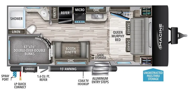 2023 Grand Design Imagine XLS 21BHE floor plan