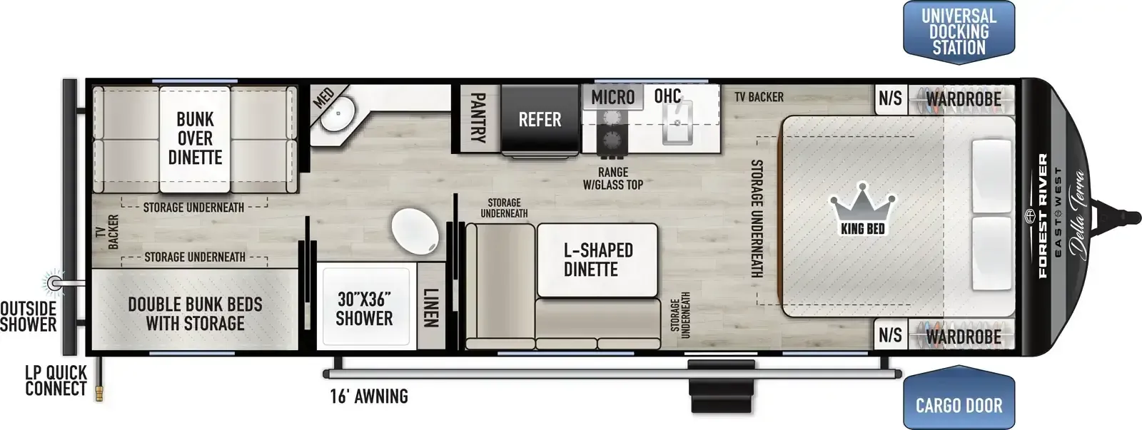 East to West Della Terra 250QB floor plan