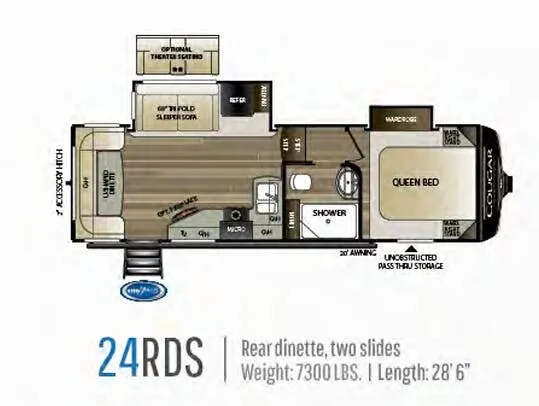 Keystone Cougar Half-Ton 24RDS floor plan