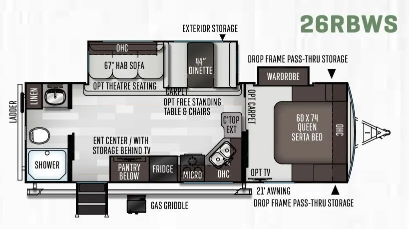 Forest River Flagstaff Super Lite 26RBWS floor plan