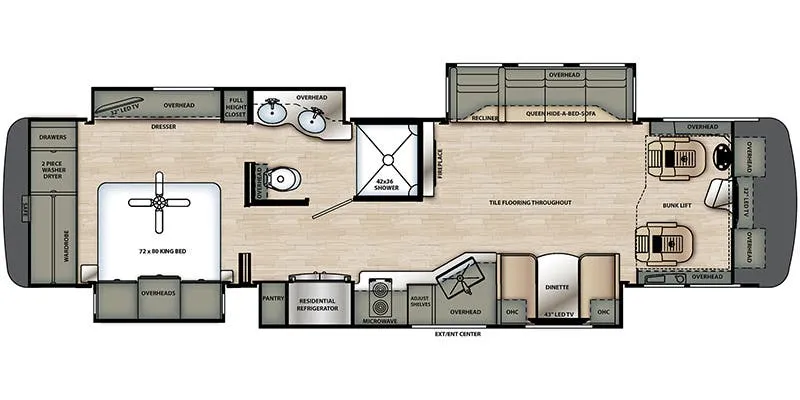 2019 Forest River Berkshire XL 37A floor plan