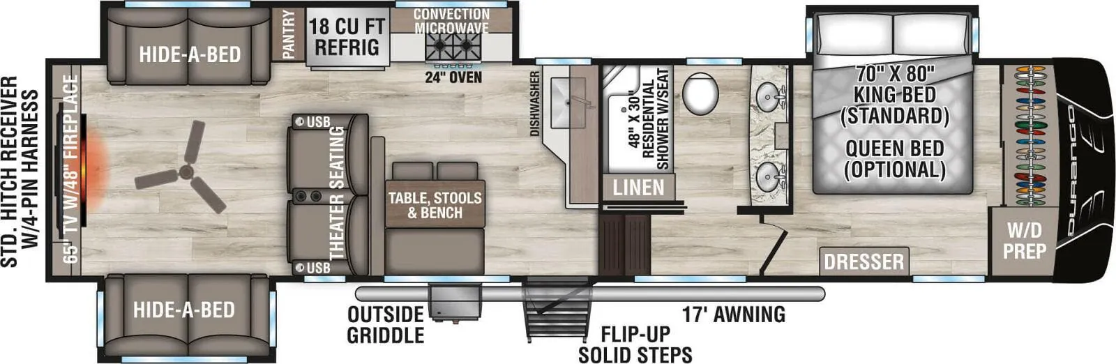 K-Z Durango D326RLT floor plan