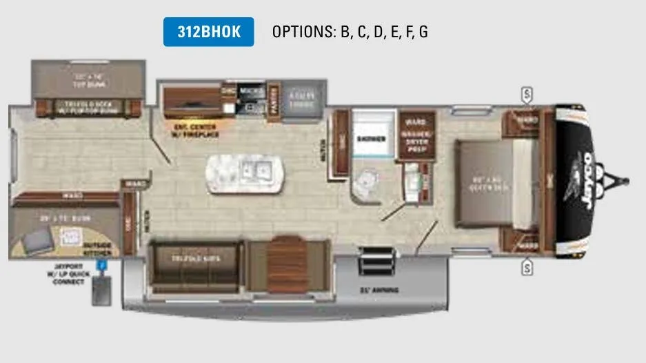 2022 Jayco Eagle HT 312BHOK - Floor plan