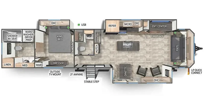 2024 Forest River Cherokee Timberwolf 39NA floor plan