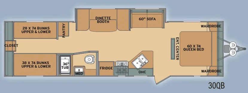 Shasta Oasis 30QB floor plan