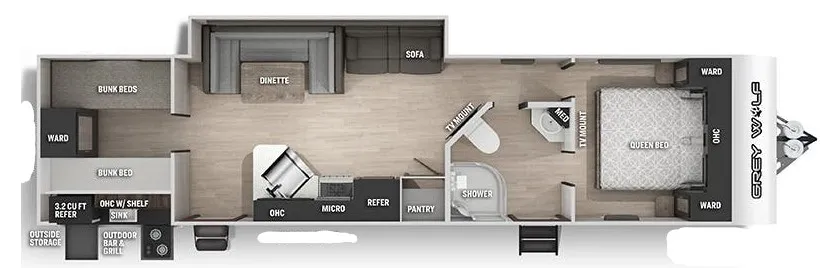 2022 Forest River Cherokee Grey Wolf 29TE - Floor plan