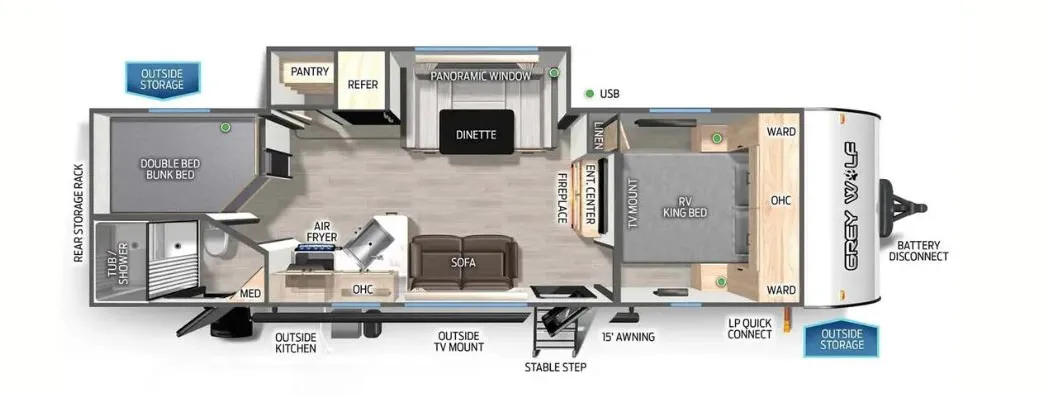 Forest River Cherokee Grey Wolf 26BRB floor plan