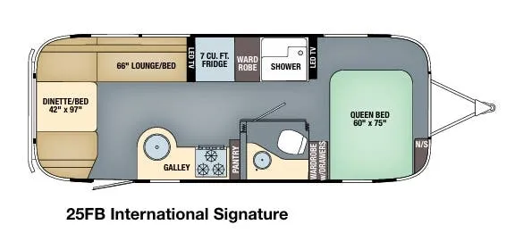 2016 Airstream International 25FB - Floor plan