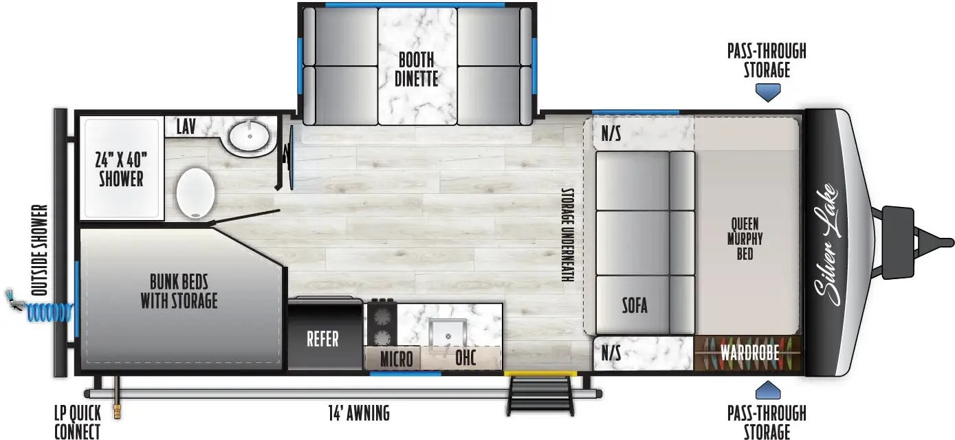 East to West Silver Lake LE 1700BHLE floor plan