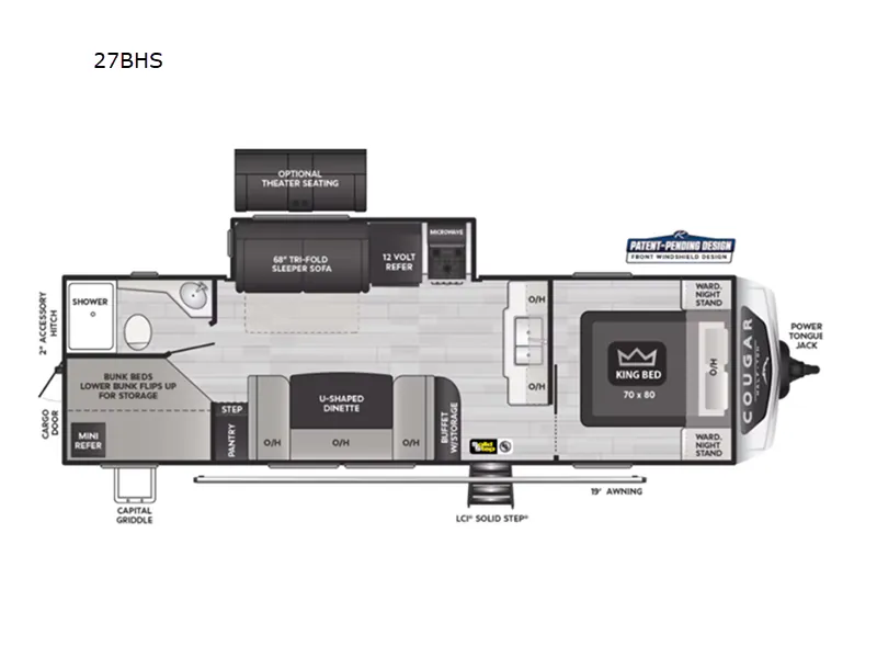2024 Keystone Cougar Half-Ton 27BHS - Floor plan