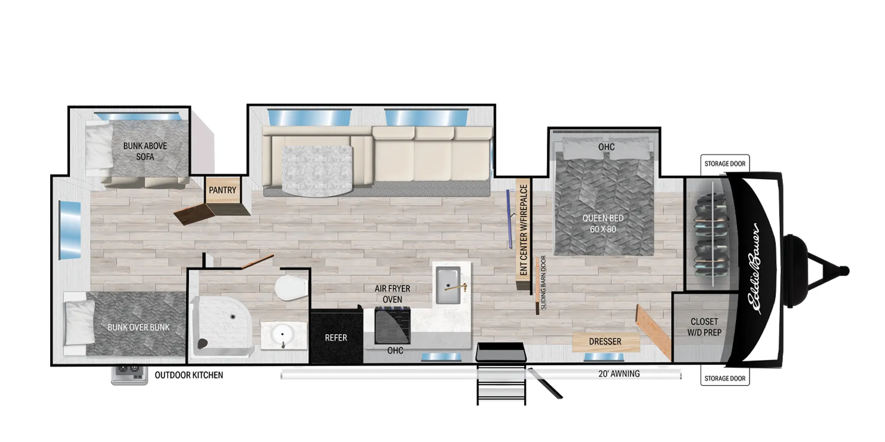 Heartland Eddie Bauer Travel Trailer 34BSBH floor plan
