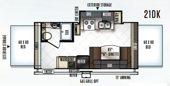 Forest River Rockwood Roo 21DK floor plan