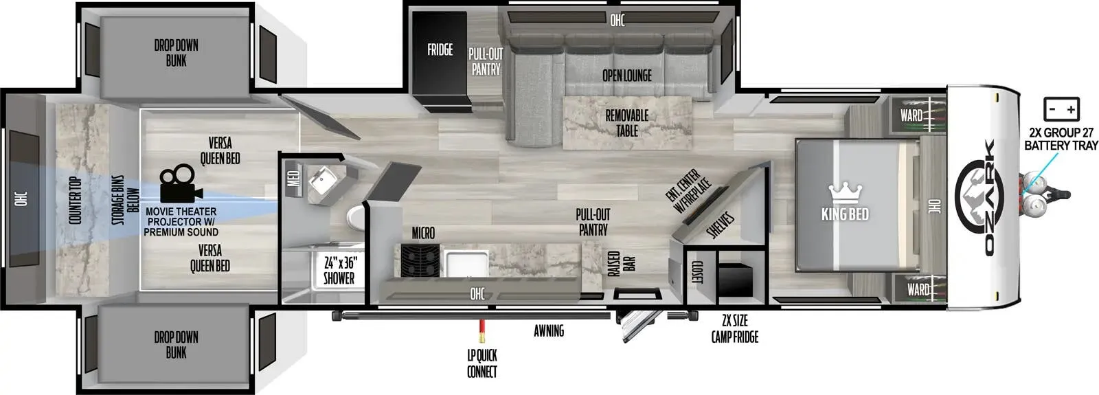 Forest River Ozark 3190BHK floor plan