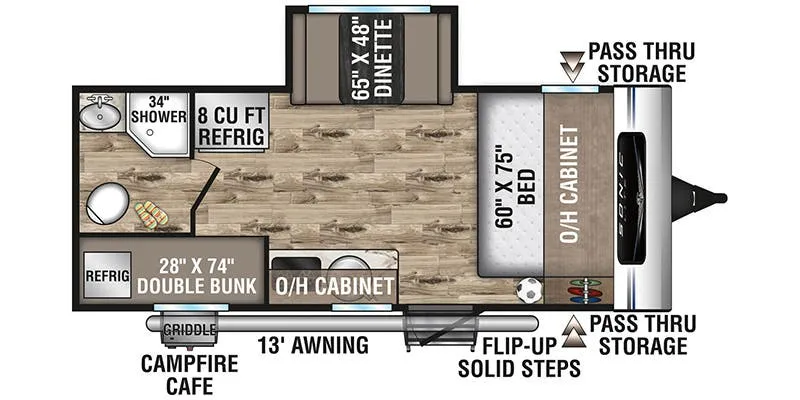 2022 Venture RV Sonic Lite SL169VUD floor plan