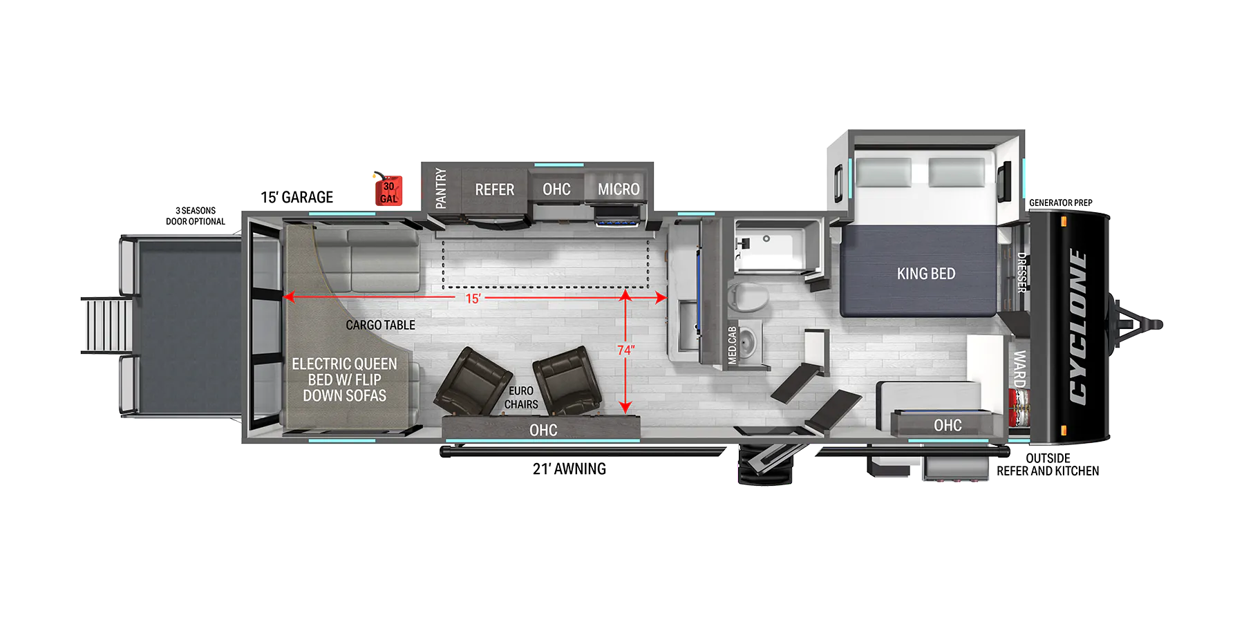 Heartland Cyclone 2615 floor plan