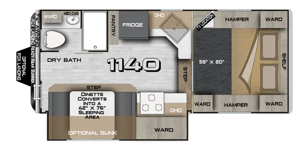2024 Northwood Arctic Fox Camper 1140 - Floor plan