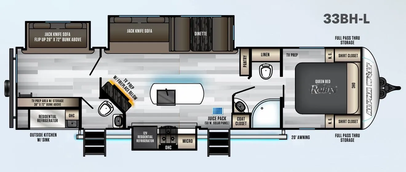2022 Forest River Cherokee Alpha Wolf 33BH-L - Floor plan