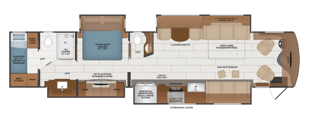 Fleetwood Discovery LXE 44B floor plan