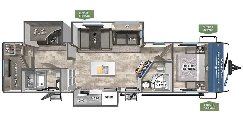 2025 Palomino Puma 32BH2B - Floor plan