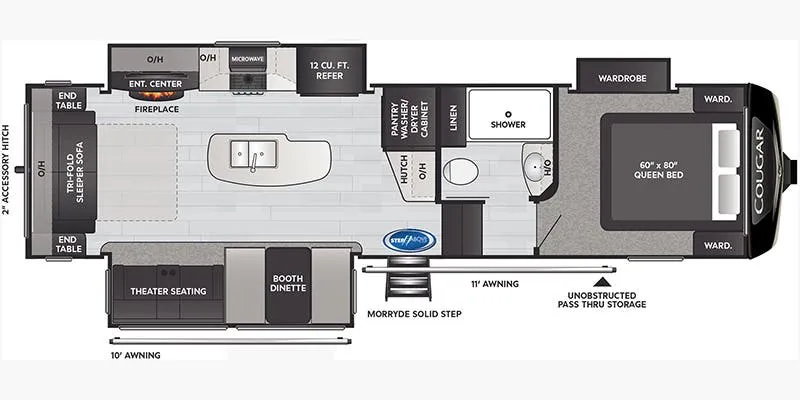 2021 Keystone Cougar 290RLS floor plan